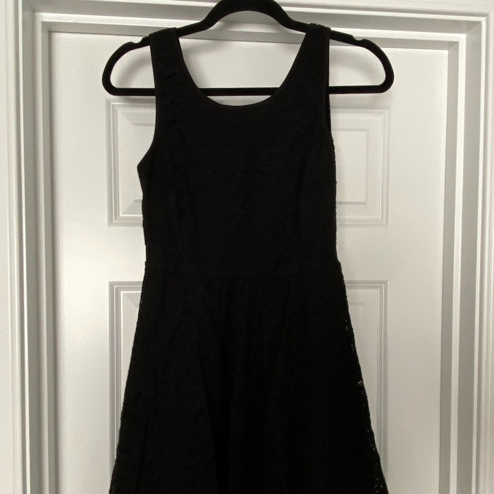 Black lace mini dress